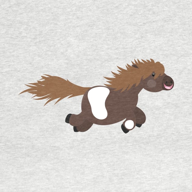 Cute happy Shetland pony cartoon illustration by FrogFactory